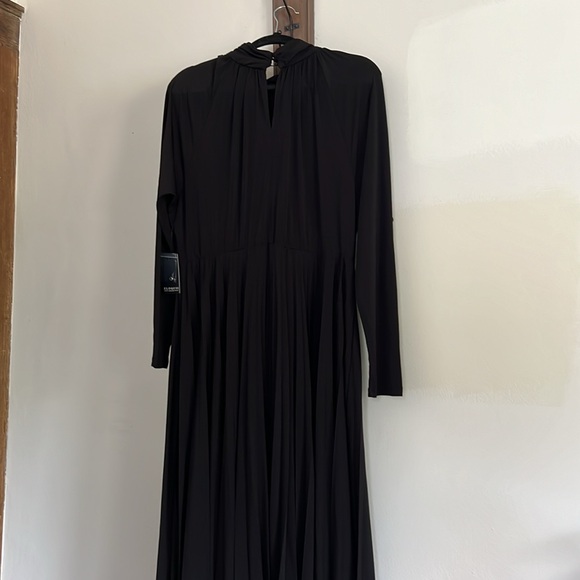 Eloquii black high neck pleated handkerchief hem dress - Picture 2 of 10